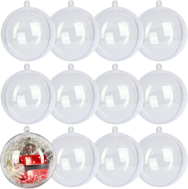 LYLYFAN 12 Pack Clear Plastic Fillable Ornament Ball 3.15''/80mm for Christmas,Holiday, Wedding,Party,Home Decor - Image 1